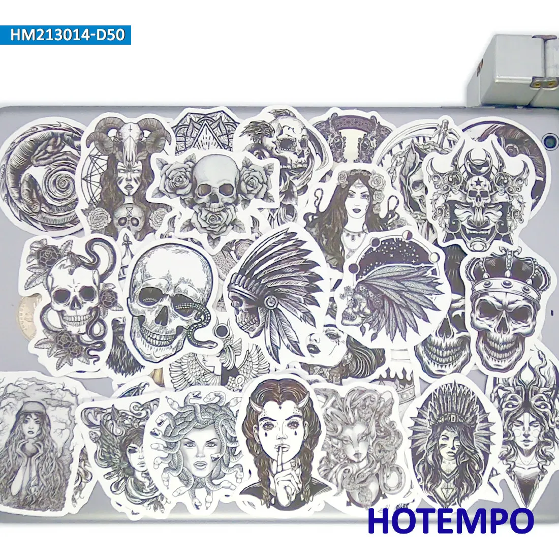 Gothic Witch Stickers Set, Monster Demon Skull Retro Art, for Laptop Car Phone Motorcycle Luggage, Fun Sticker Pack, 20/30/50PCS