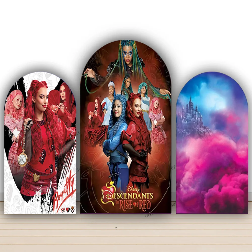 Descendants The Rise of Red Arch Backdrop Cover Girl Birthday Party Background Musical Fantasy Film Promotion Display Banner