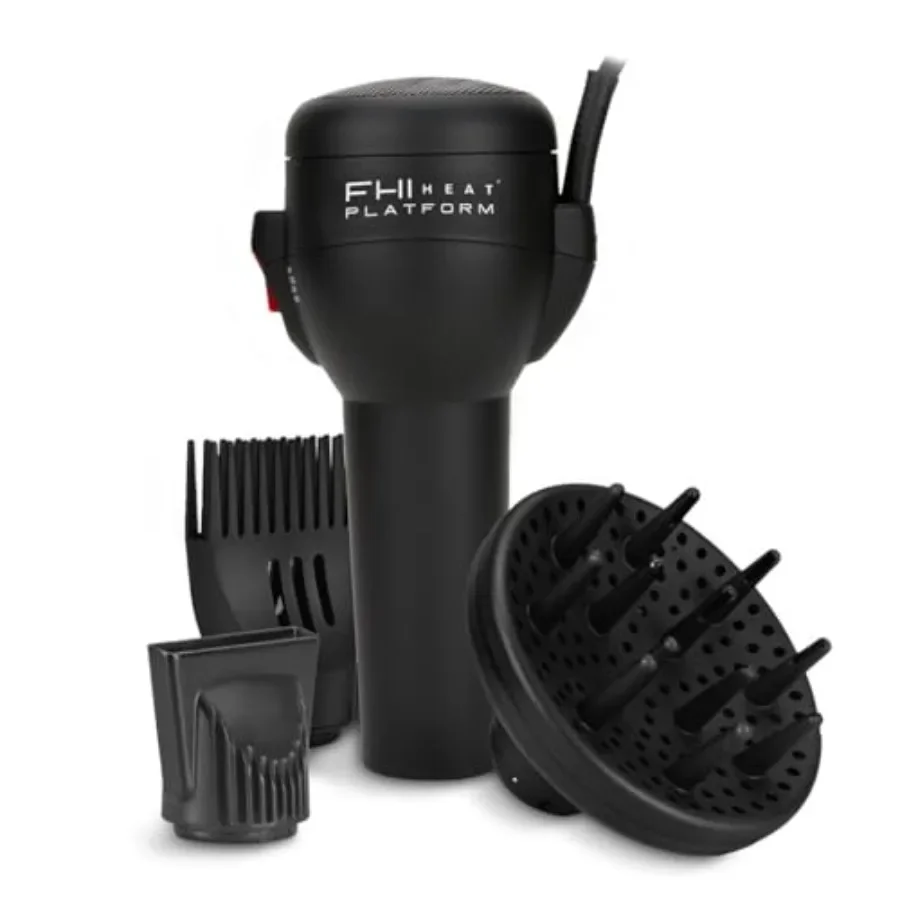 

Handleless Negative Ion Hair Dryer with HydraHeat for Frizz-Free Styles Lightweight Blow Dryer in Matte Black with Diffuser Noz