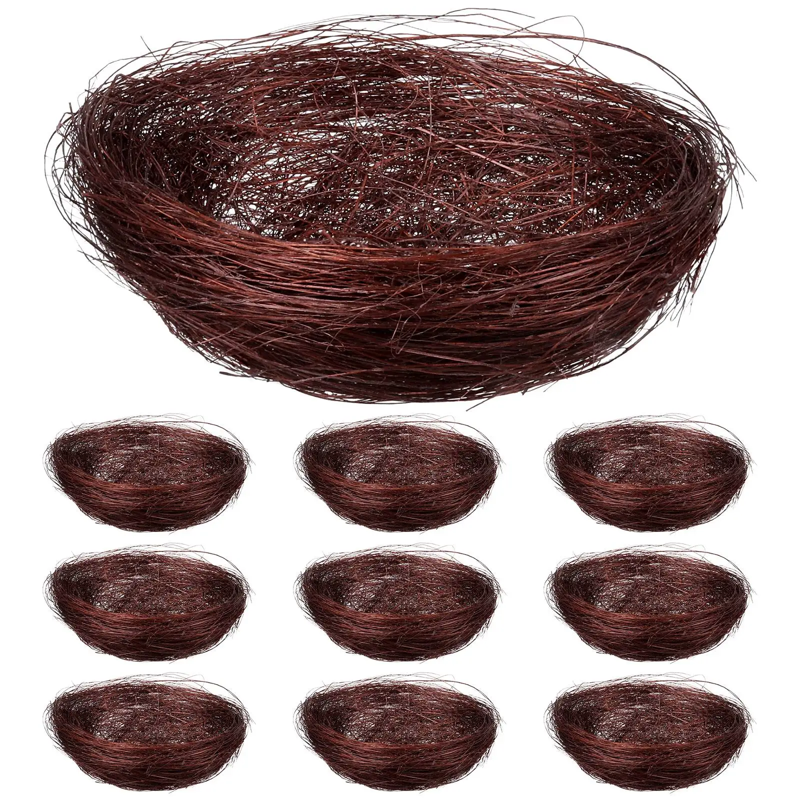 

10 Pcs Bird's Nest Plate Decoration Thread Faux Nests Food Handmade Mini Silk Woven for Crafts Breathable Artificial