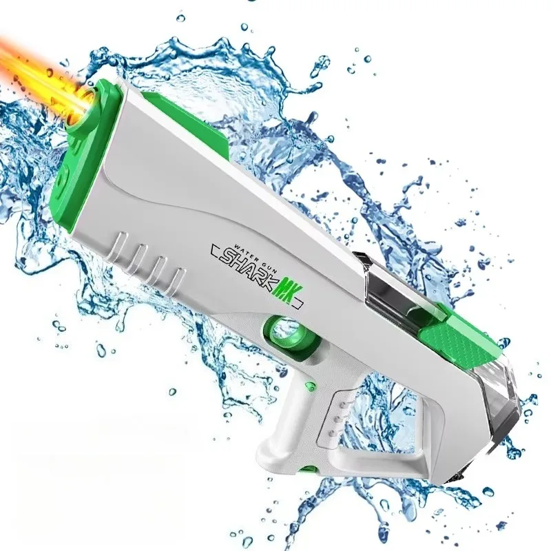 2026 Children Electric Water Gun with Light Up Rechargeable Automatic Absorb Water Shark Burst Blaster Summer Outdoor Pool Toys
