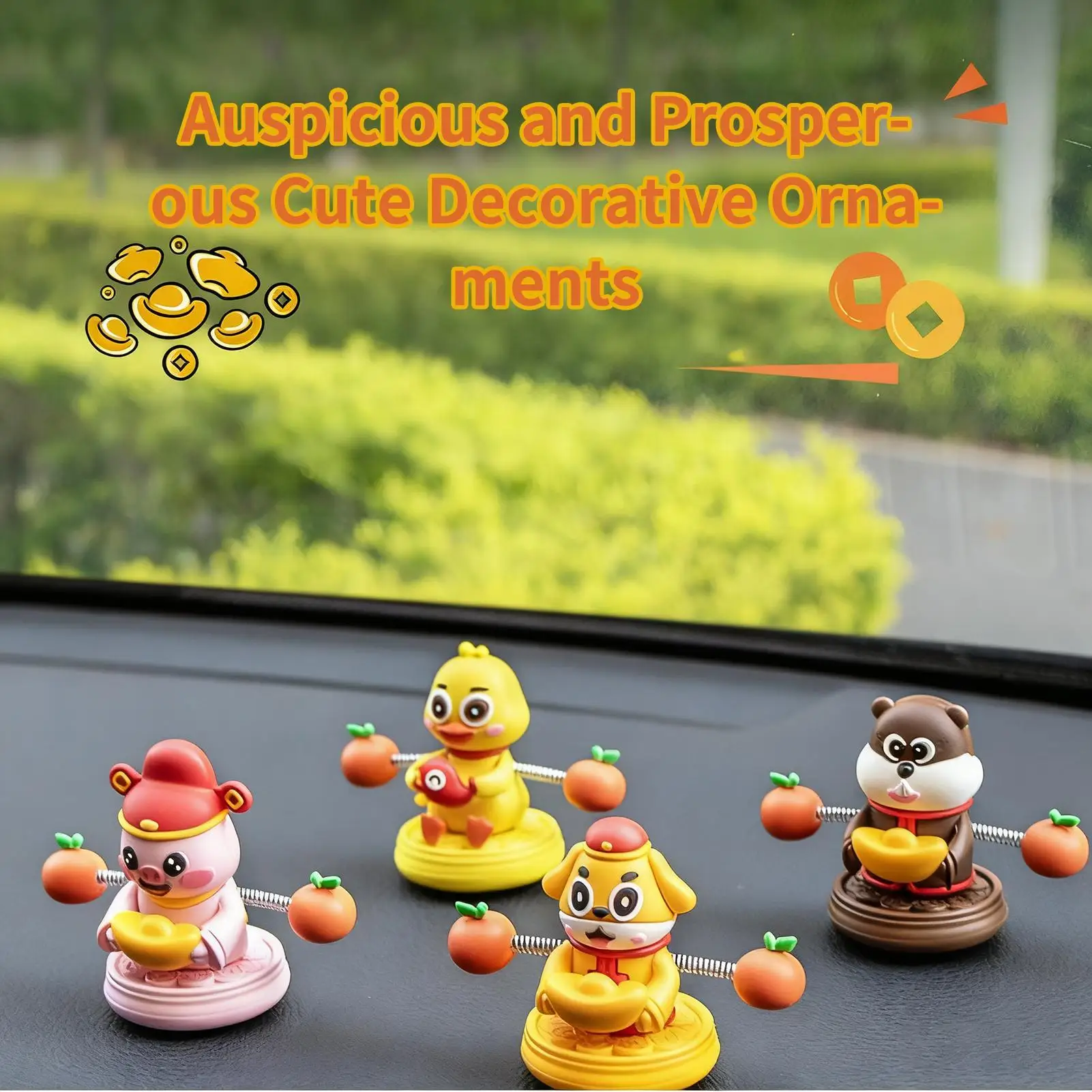 Car Dashboard Decor Shaking Spring Animal Ornament Lucky Figurine for Car Truck SUV Vehicle Interior Decoration