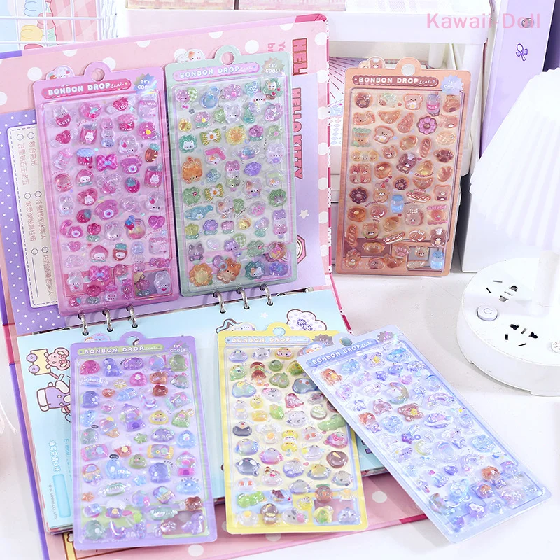 1Pcs Kawaii 3D Relief Aufkleber Nette Cartoon Deco Aufkleber DIY Telefon Gepäck Motorrad Laptop Koffer Aufkleber Aufkleber