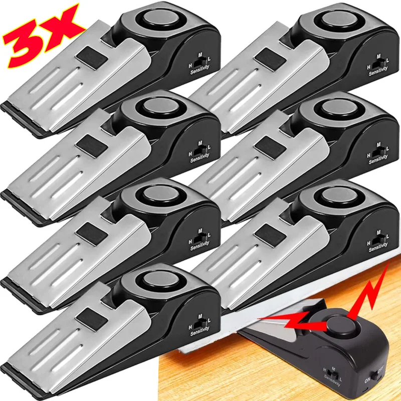 

Дверные упоры Сигнализация Противоугонная клиновидная сигнализация Беспроводная портативная дверная упора из нержавеющей стали 120-децибел Сигнализация с питанием от батареи