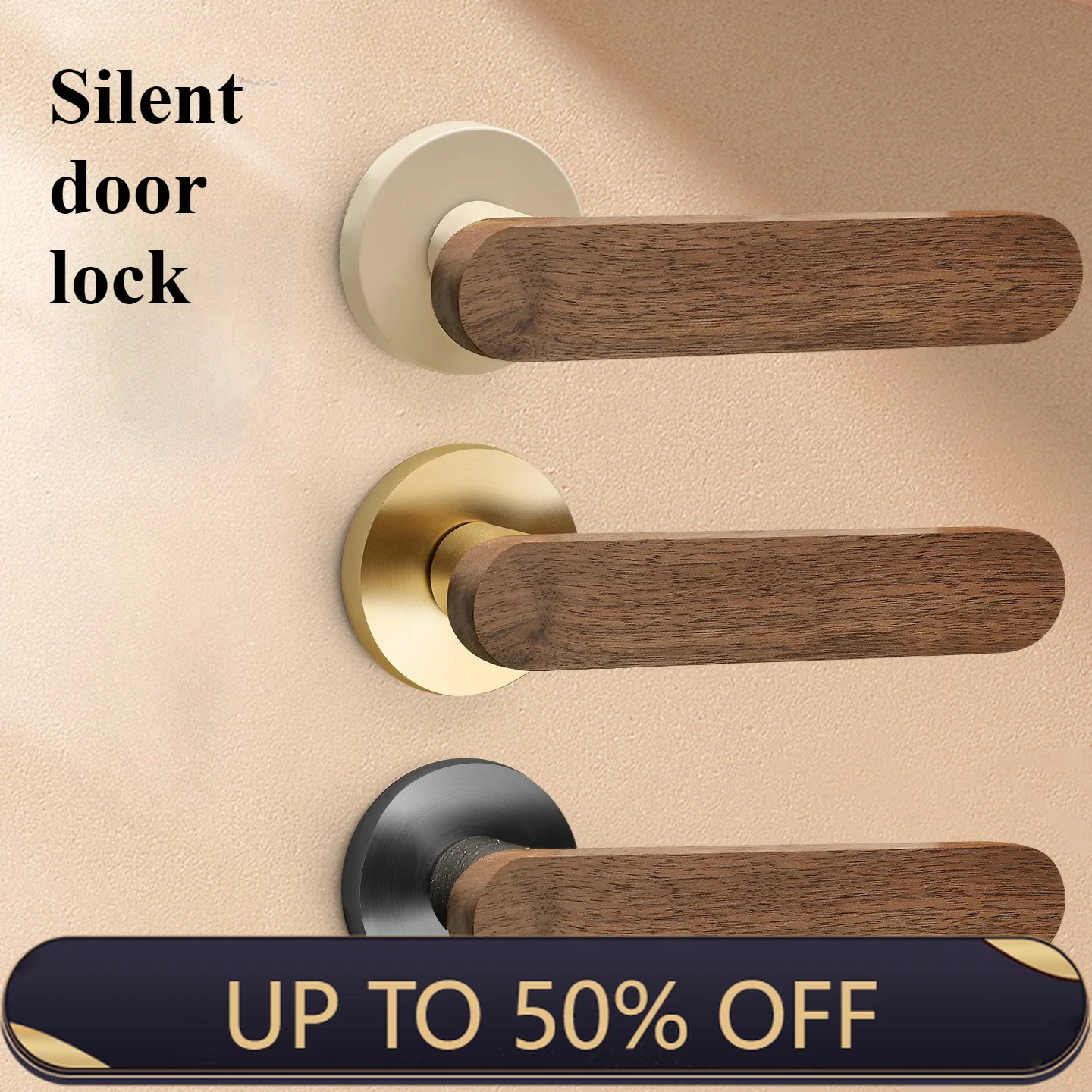 Luxury-lite Walnut Door Lock For Silent Indoor Use In Domestic Bedrooms. New Chinese-style Split Room Door Wooden Door Handle.