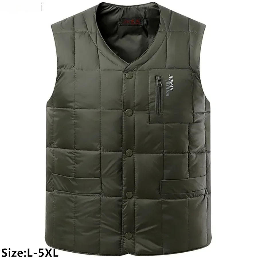 

White Duck Down Vests Men Winter Warm Sleeveless V-neck Solid Thicker Lightweight Waistcoat Jacket Fashion Casual Male Vest