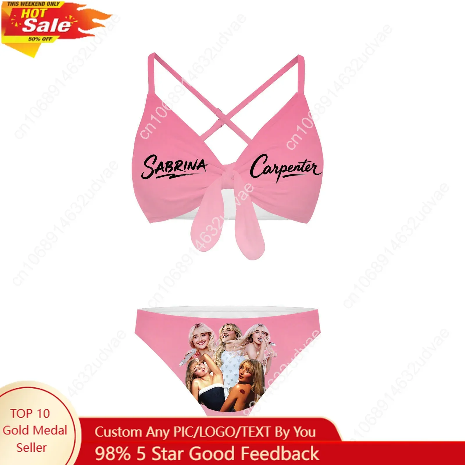 Sabrina Carpenter Bathing Suits Cross Strap Suspenders Swimsuits Womens Custom Bikini Pop Singer Swimwear Customized Beachwear