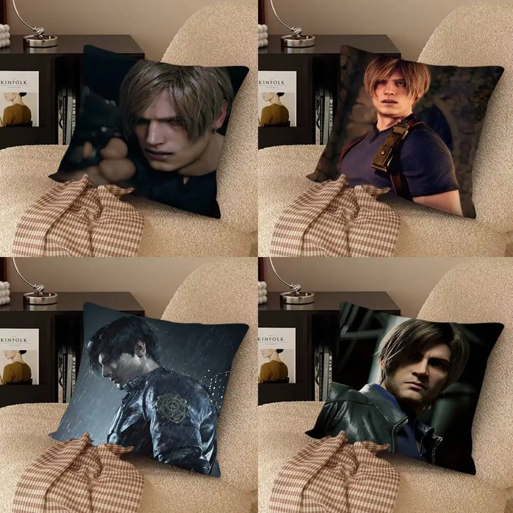 Leon Kennedy R-Resident E-Evil Pillow Case Fashion Square Pillowcase Bedroom Sofa Room Ins Decoration Leisure