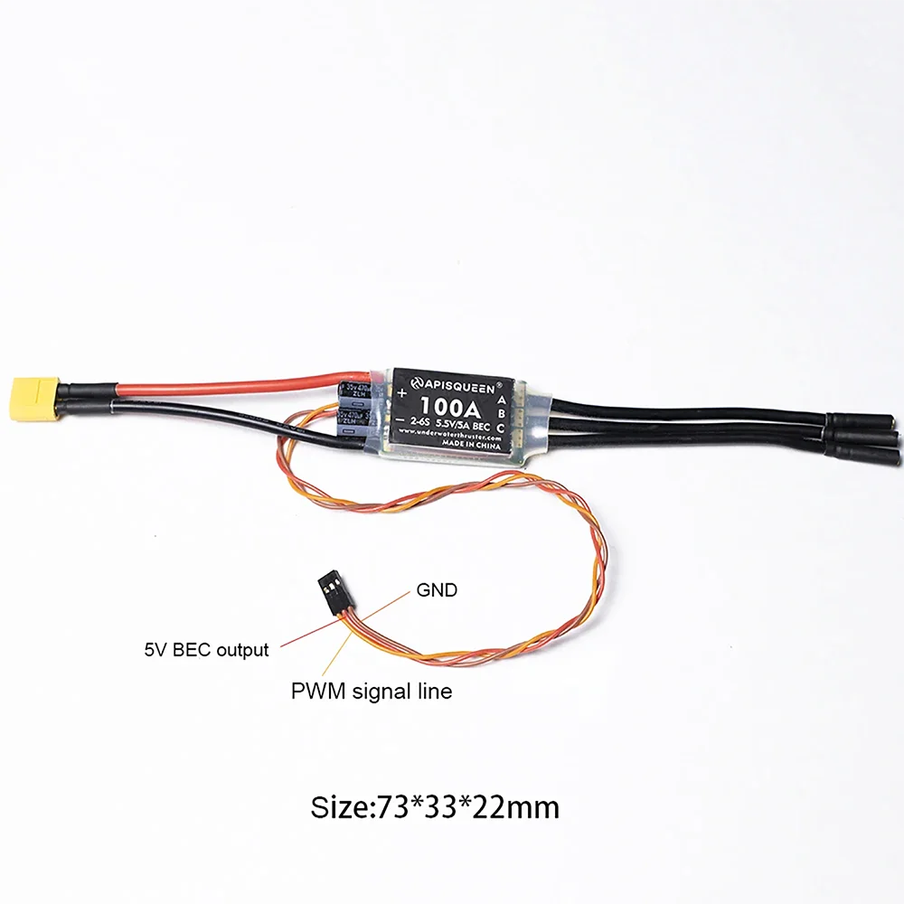 ApisQueen 12-24V podwodny ster strumieniowy z dwukierunkowym 100A ESC 24LBS/26LBS, wodoodporny bezszczotkowy silnik do łodzi kajakowych