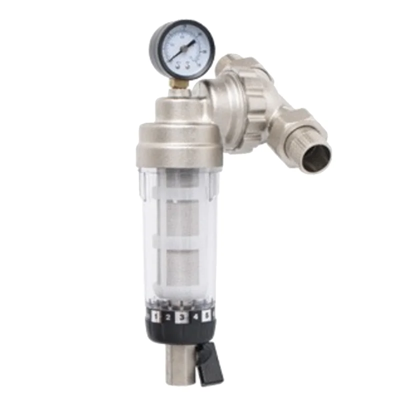 Whole House Central Filter High-Flow Tap Water Filter Reusable Sediment Water Filter Nickel-Plated 4-Point Joint-AT64