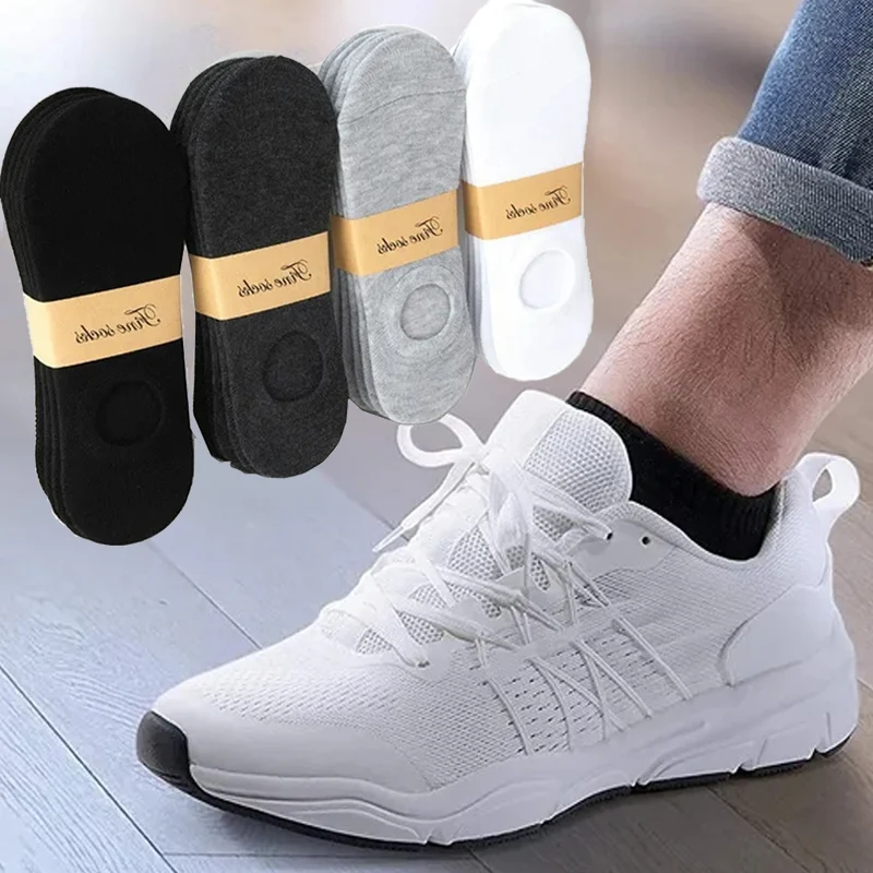 3 Pairs=6pcs Low Cut Mens Boat Sock Solid Color Black White Grey Breathable Sports Cotton Socks Male Short Ankle Socks Women Men