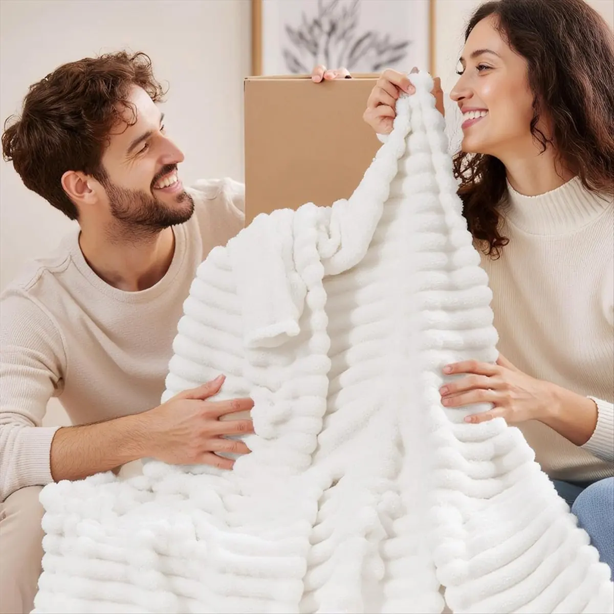 N14R Top White Throw Blanket for Couch - Cozy Blanket for Women, Cute Throws for Girls, Room Home Dorm Decor