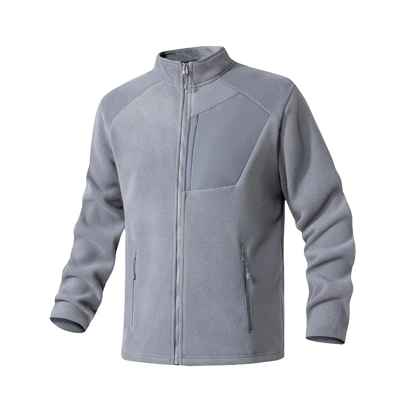 Harajuku الرجال جاكيت من الصوف 320G عالية المرونة الحرارية القطبية الصوف سستة سترة طويلة الأكمام الوقوف طوق ملابس خارجية غير رسمية