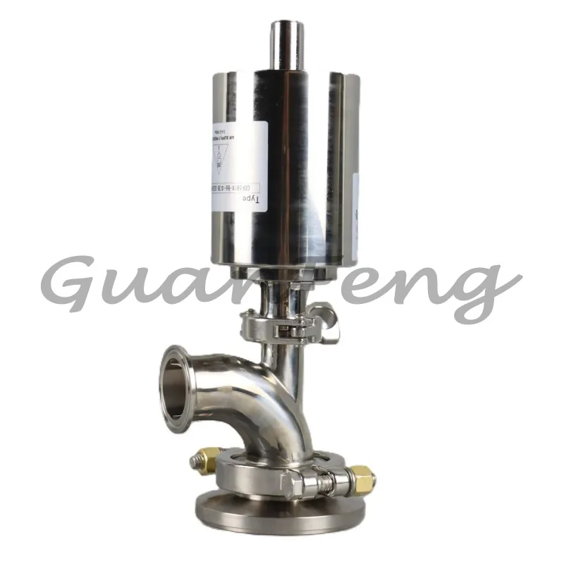 Sanitary Stainless Steel 304 316L Elbow Type Tri-clamp Pneumatic Tank Bottom Valve