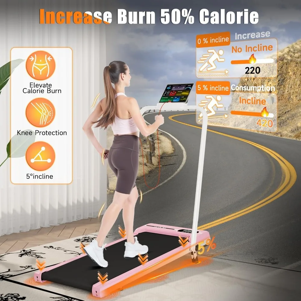 جهاز مشي مكتبي محمول للاستخدام المنزلي والمكتبي، حزام عريض، جهاز تحكم عن بعد، سهل التجميع، تمرين مكتبي مناسب للتنقل