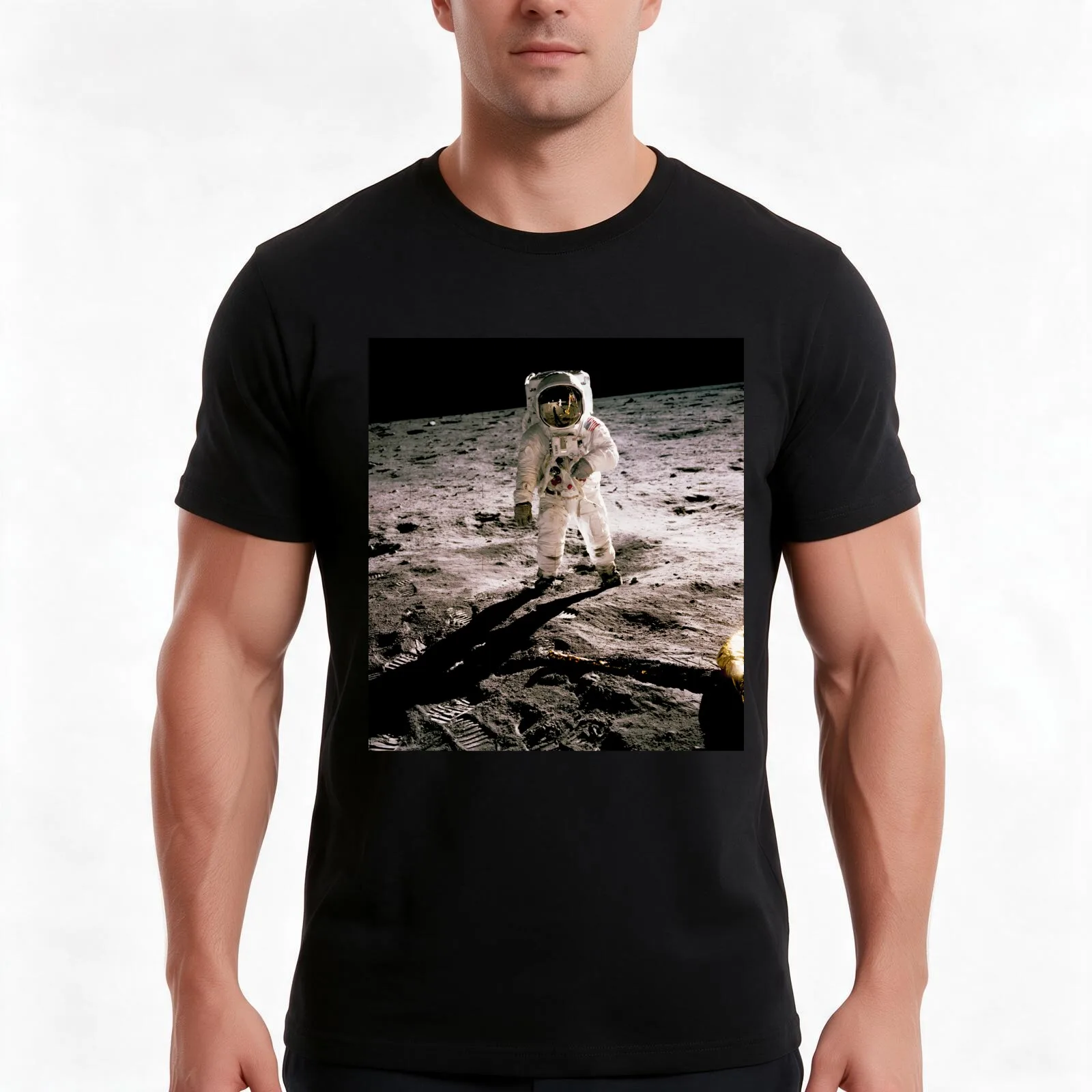 Buzz Aldrin Walking on Lunar Surface As Photographed by Neil Armstrong T-Shirt Summer Casual Cotton Tee Vintage Graphic Print
