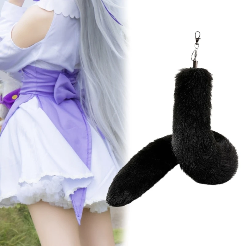 Faux Furs Foxes Tail Keychain Cosplays Toy Handbag Accessorise Bag Keyring Hook Pendant Charm Furs Car Keychain Gifts