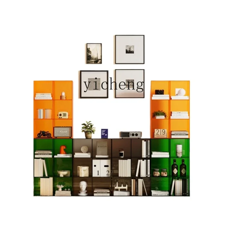 modern simple color acrylic multi-layer picture book shelf free combination living room bedroom storage bookshelf