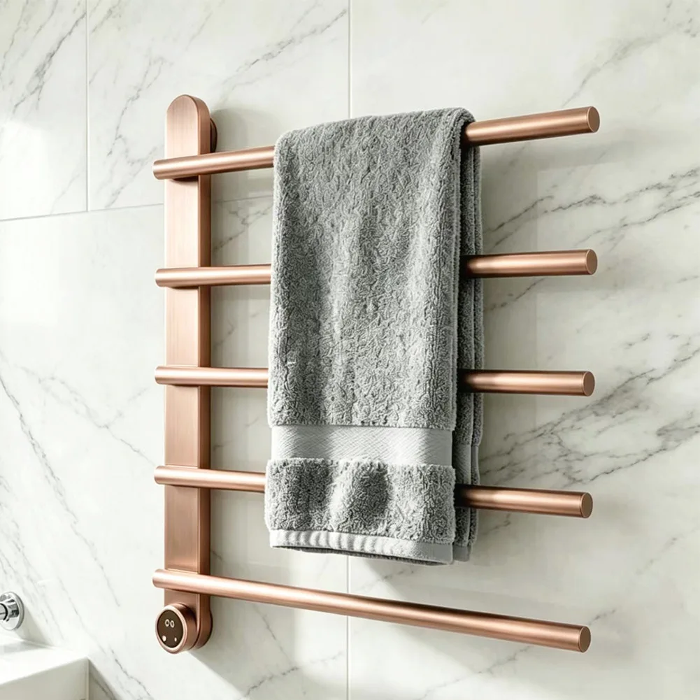 Electric towel rack, carbon fiber heating gun gray electric towel bar touch screen digital display constant