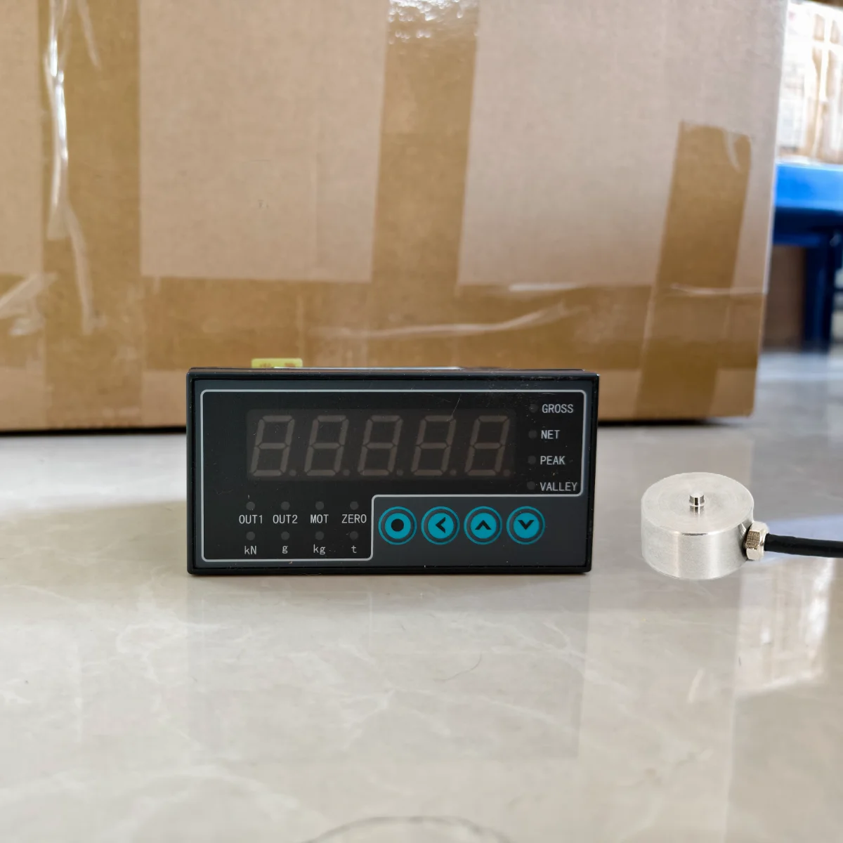Load Cell Sensor with Indicator,High Accuracy Compression Load Cell 1.5mV/V Output, Peak/Valley Hold Gross/Net Weight Display