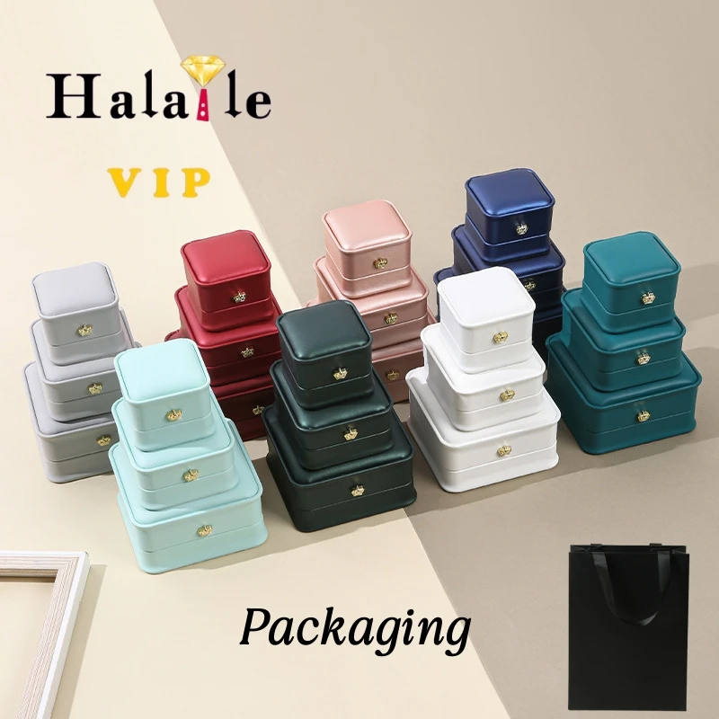 

Halaile Exquisite Jewelry Gift Box Paper Handbag PU Leather Jewelry Box Packaging Gift