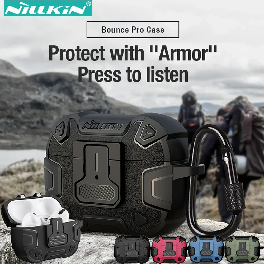 Nillkin For AirPods Pro 2 2022 Wireless Earphone Shockproof Case TPU+PC Auto pop-out With Hook Keychain for airpods pro 2 case