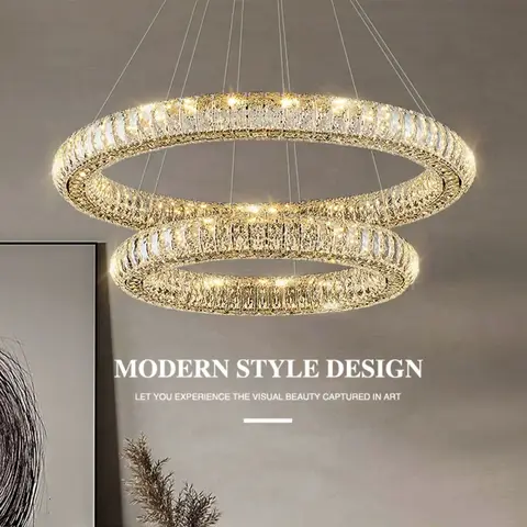 Luxury Ring Crystal Chandeliers Led Ceiling Light Fixture Living Room Lights Chandelier Pendant Ceiling Lamp Żyrandol Lustre