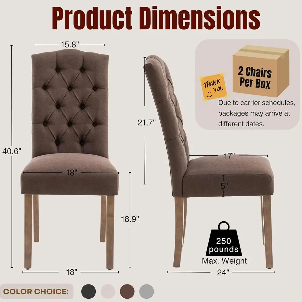 Tuted Dining Chair abric Button Upholstered ern Kitchen Diner Set o 4 | Sturdy Wood Legs, Button High Back Side Chair, Living Ro