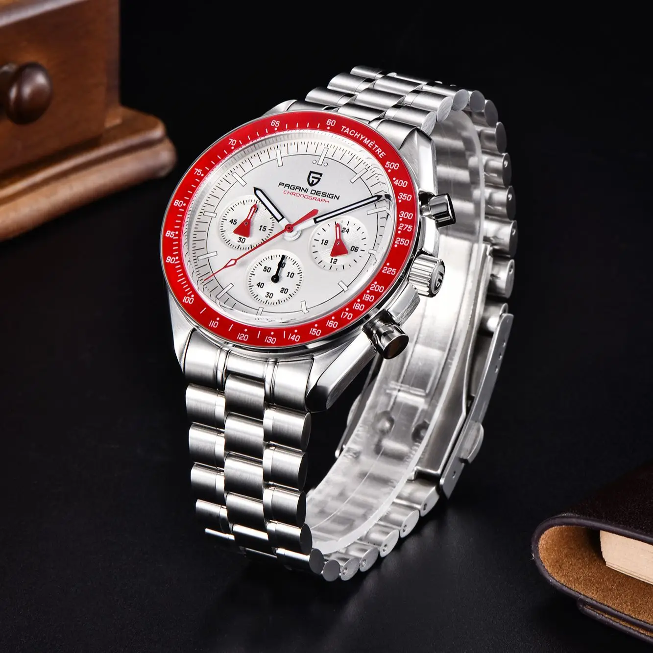 PAGANI DESIGN AK Project Men\'s Watches Quartz Watch For Men Red Sapphire Bezel Speed Chronograph Automatic Date Waterproof Watch