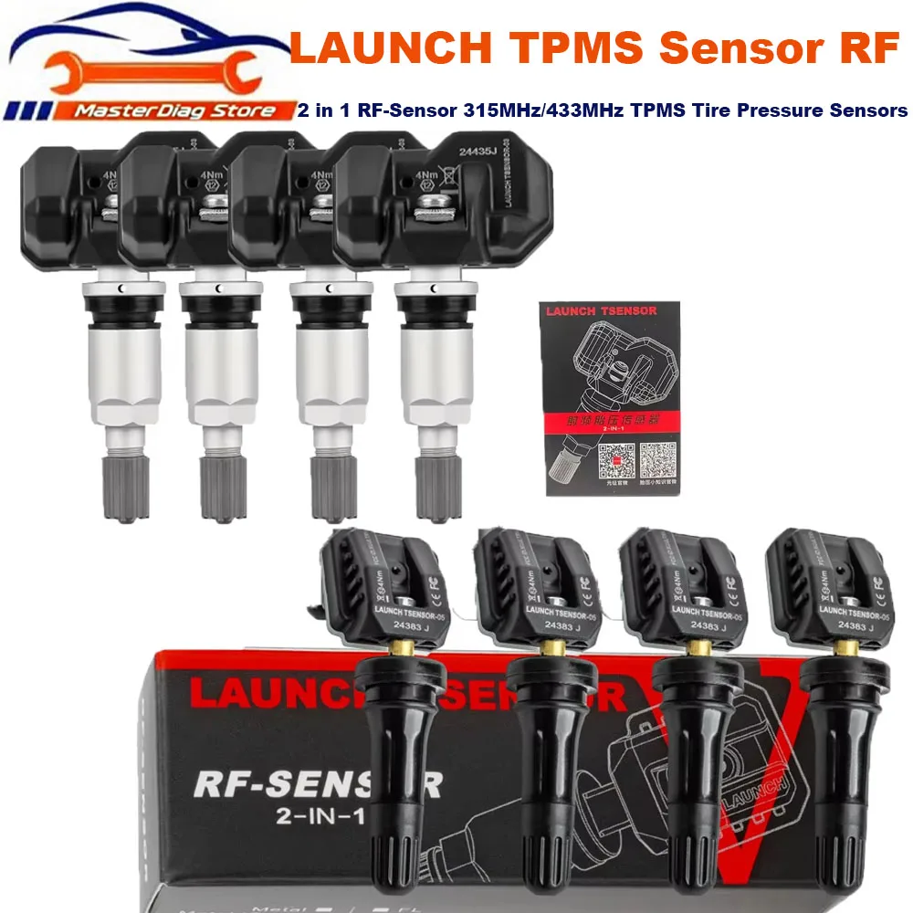 LAUNCH X431 TPMS Sensor RF 2 in 1 RF-Sensor 315MHz/433MHz TPMS Tire Pressure Sensors Programming Work with CRT501/ CRT500E/TSGUN