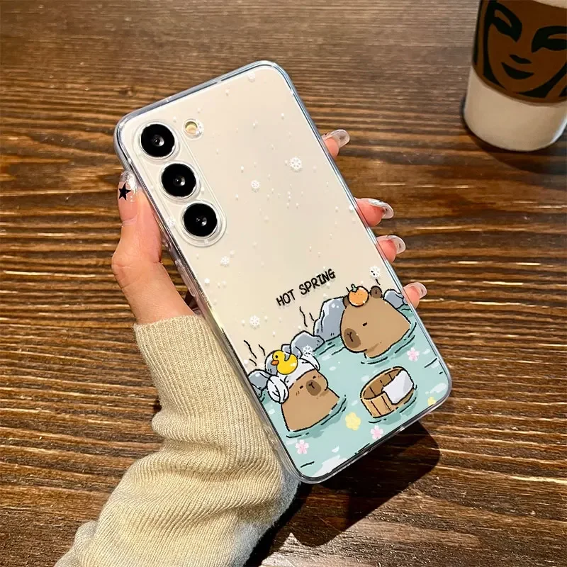 Cute Capybara Phone Case for Samsung Galaxy S24 S23 S22 S21 FE S20 Ultra Plus Soft Silicon Cover Transparent Funny Animal Fundas