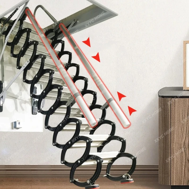 X-S  Thickened silent electric manual two options attic telescopic staircase, fully automatic, invisible indoor telescopic