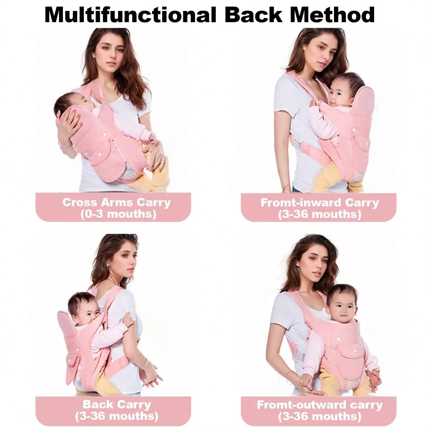 0-24 Months Baby Carrier with Adjustable Shoulder Strap Ergonomic Newborn Carrier with Breathable Mesh Fabric Carrier