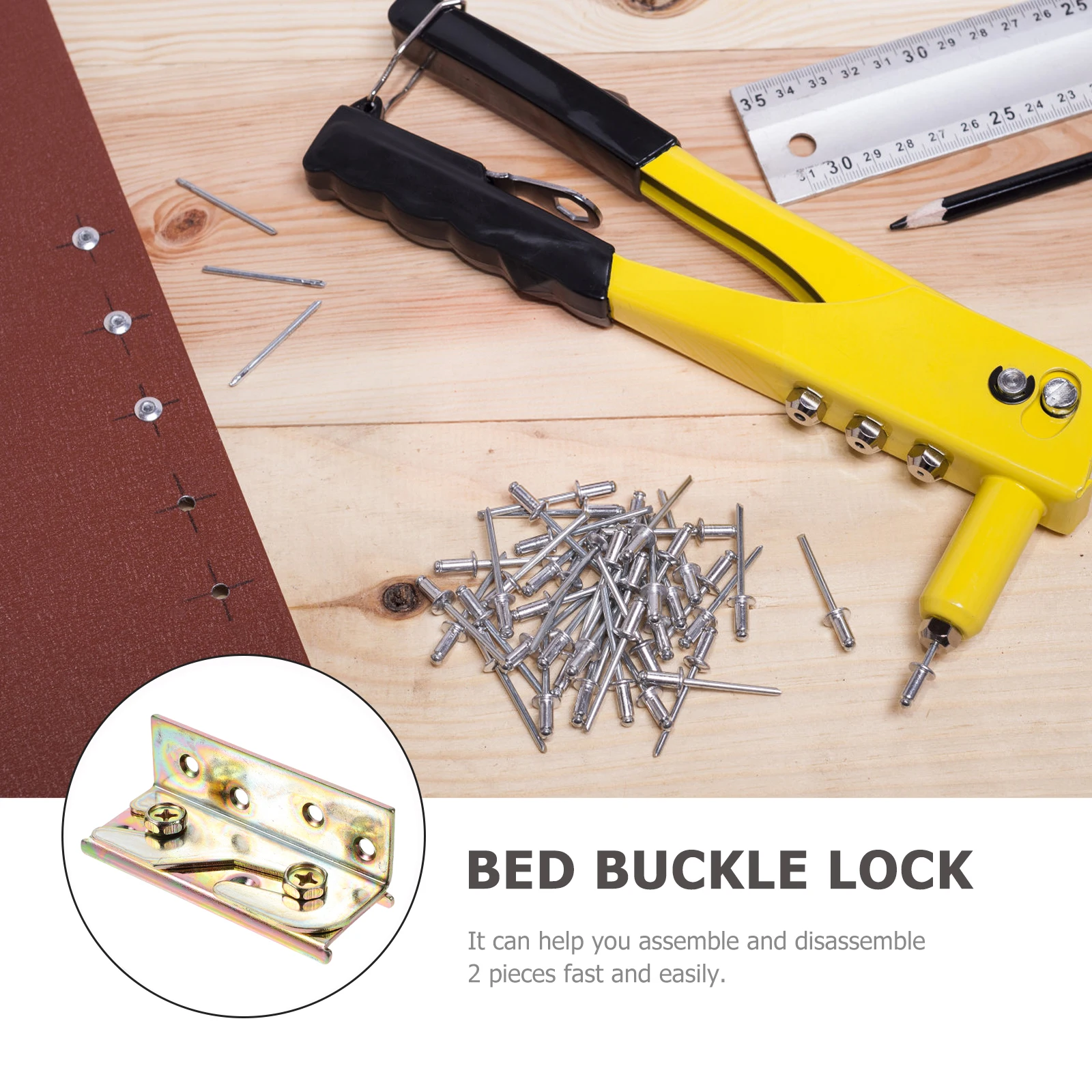 

4Pcs Bed Rail Fittings Sturdy Zinc Plated Fast Disassembly Connectors for Wooden Furniture Bed Frames Headboards Footboards