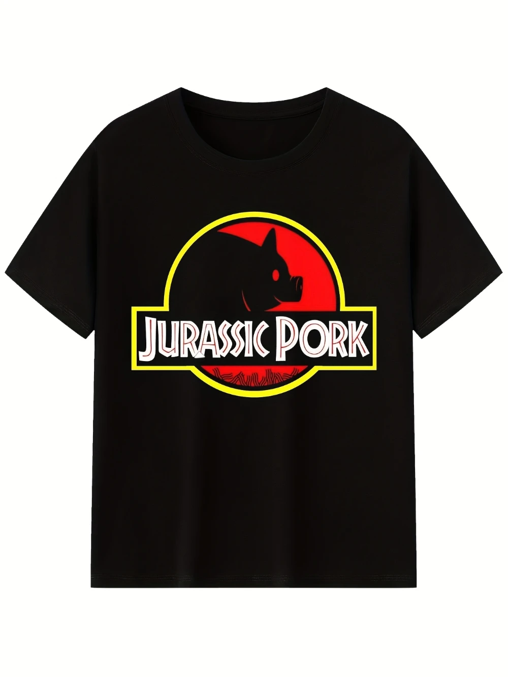 Local Jurassic Pig Print T-Shirt: Comfortable and casual design, eye-catching, high-quality pure cotton short-sleeved T-shirt.