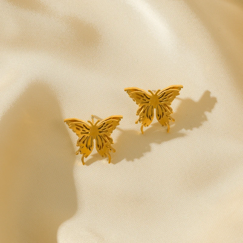 أقراط من الفولاذ المقاوم للصدأ من EILIECK للنساء ، مجوهرات أذن مقاومة للماء ، هدية العيد ، لون ذهبي ، موضة جديدة ، 316L #5