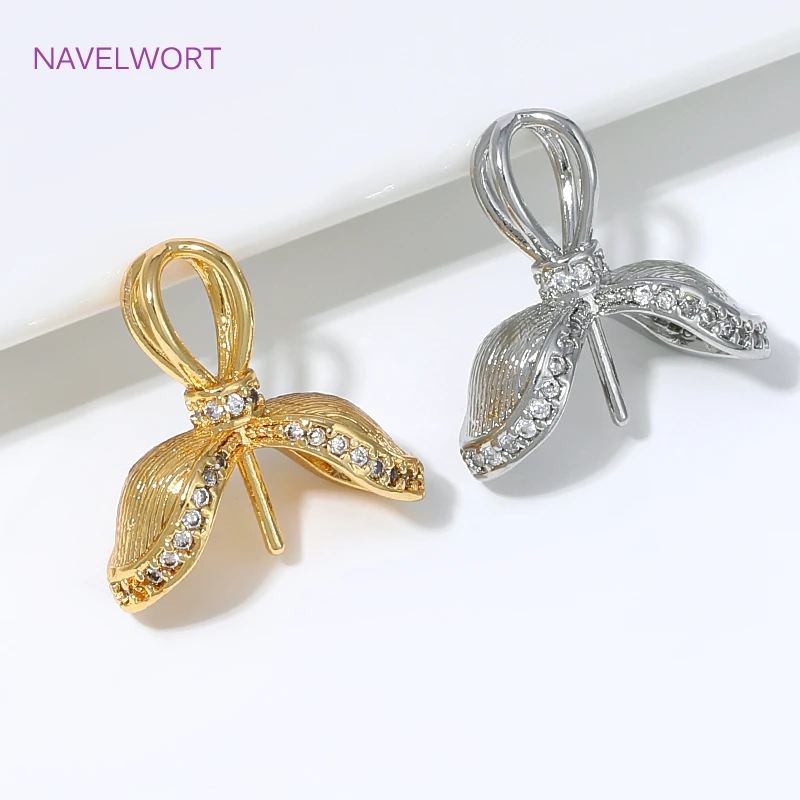 18K Gold Plated Brass Petal Pendants Bail with Pearl Mounting Accessories,Bails For Jewelry,DIY Necklaces Making Findings