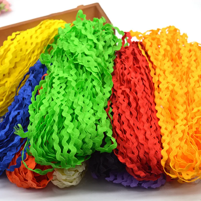 5mm Colorful Curve Wavy Lace Trim S Shaped Lace Ribbon Handmade Costume Hat Curtain Pillow Decorations DIY Sewing Crafts 5-25Y