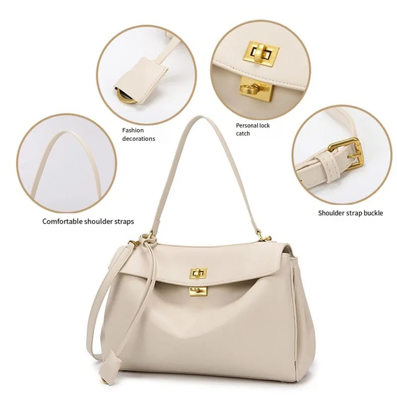 High-End PU Leather Women's Handbag, Layered Large-Capacity Storage Shoulder Bag, Can Be Worn Cross-Body, Commuter Tote Bag for Women, Two Sizes