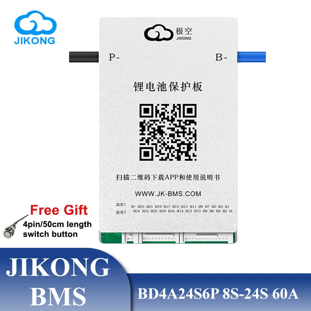 JIKONG BMS JK BD4A24S6P 24 В 36 В 48 В 72 В для LiFePo4 Литий-ионный аккумулятор LTO 0,4 А Active Balance 60A 8S 10S 16S 24S Bateria Smart BMS