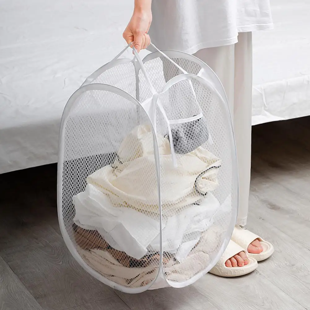 Grid Dirty Clothes Basket Skeleton Ventilated Foldable Easy Storage Portable Large Capacity Clothes Basket Home Storage Tool