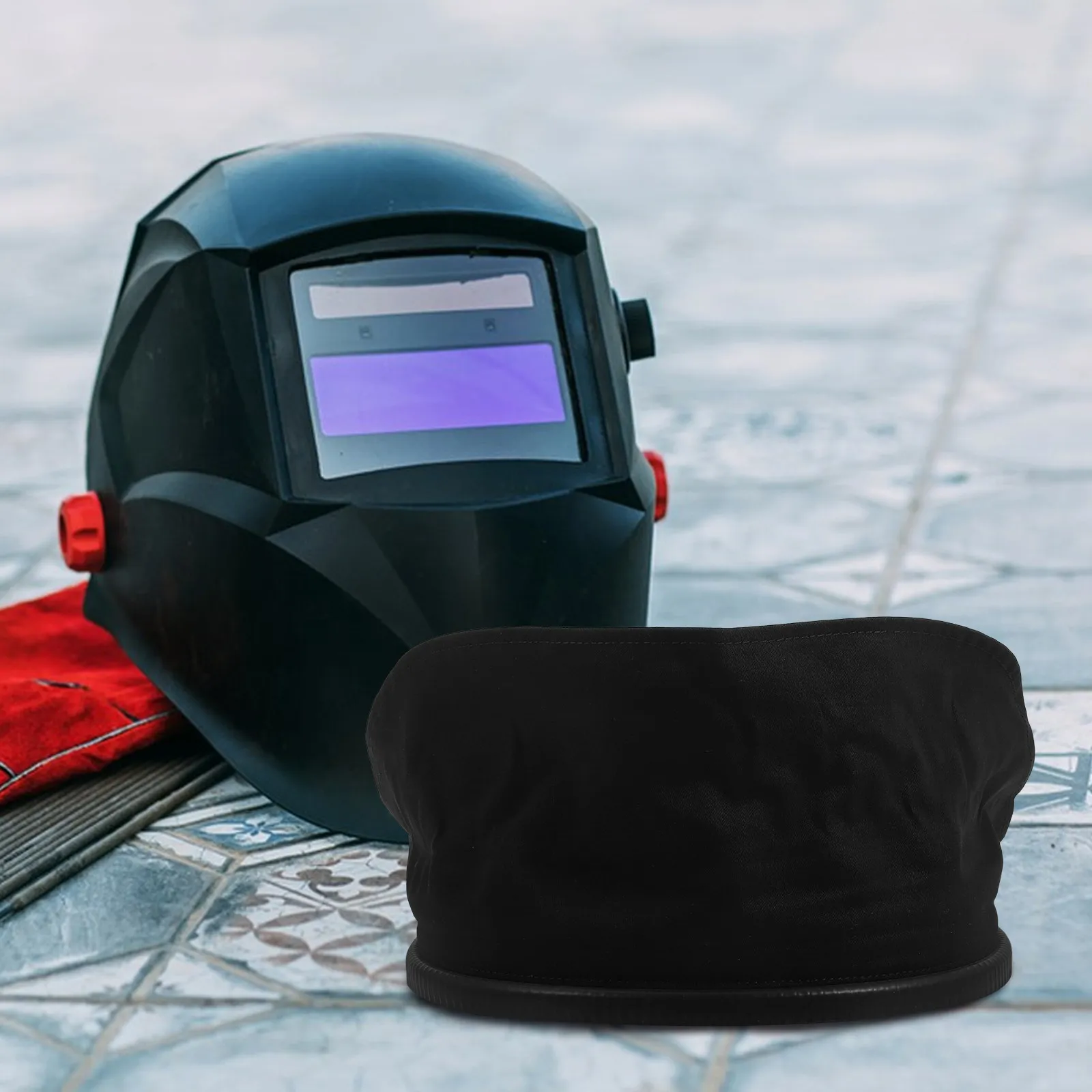 Welding Neck Protection Hood PU Wrap Around Bib Adjustable Fire Splash Resistant Welding Neck Protector Cover