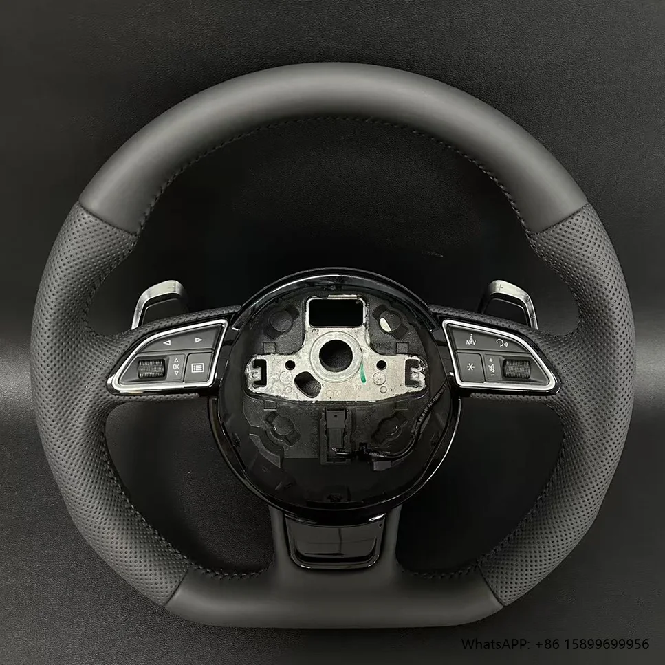 

Car Steering Wheel for A3 A4 B8 A5 B8 A6 C6 A7 C7 A8 D4 Q5 S7 Sport Flat-bottomed Perforated Leather Steering Wheels