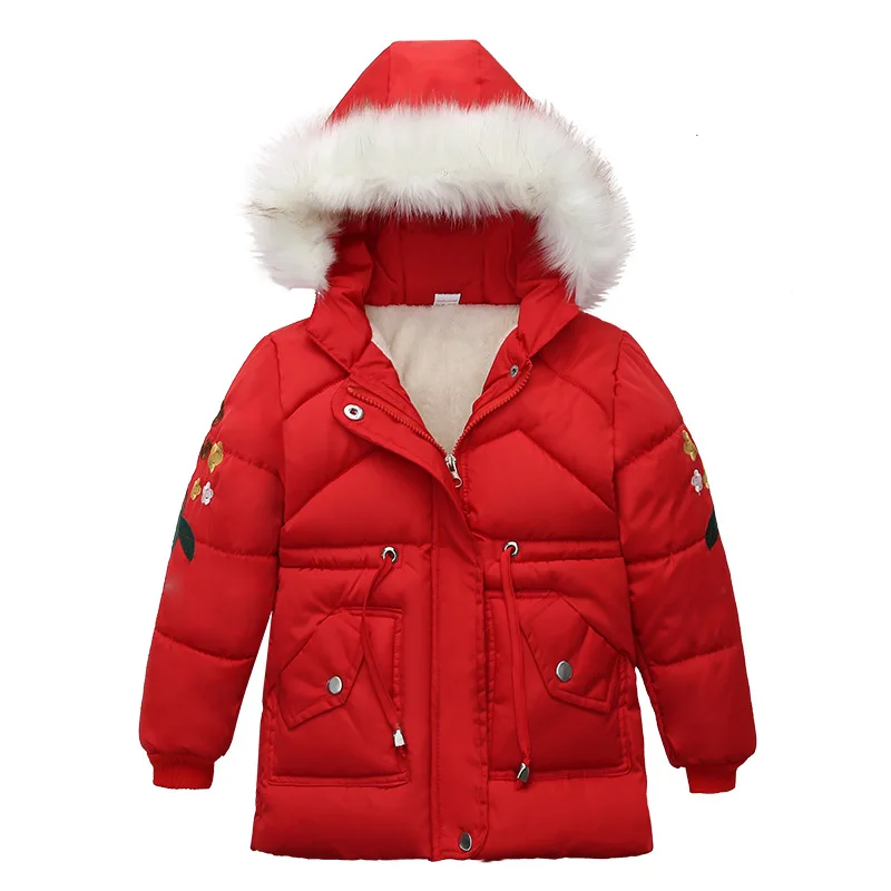 

Children's Down Jacket For Winter Thick Warm Parkas Coats Fur Collar Hooded Outerwear Toddler Girls Overcoat Christmas Clothes