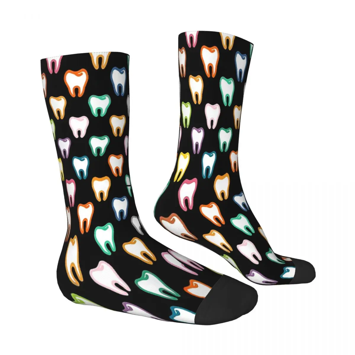 Rainbow Dental Valentines Teeth Pattern Colorful Neon Tooth Dental Assistant Dental Squad Students Socks Mens Women Stockings