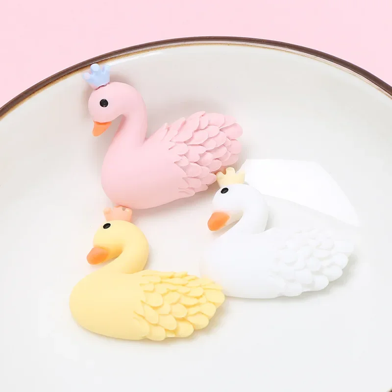10PCS Harz Kawaii gans Bunte Cartoon Flatback Stein DIY Figur Sammelalbum Wohnkultur Handwerk Zubehör-L57