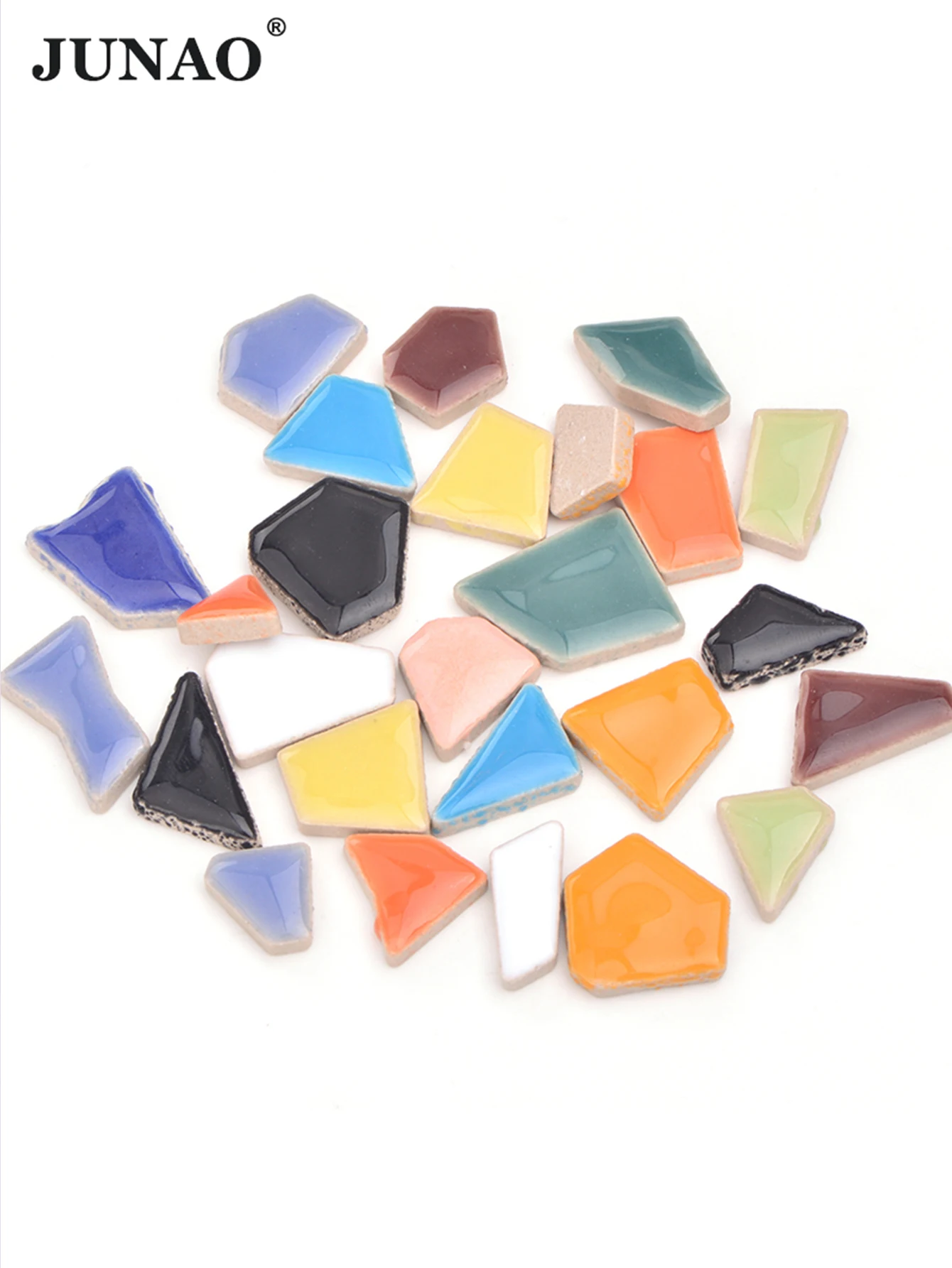 JUNAO 20pcs Mix Color Mosaic Glass Stones Glass Mosalic Tiles Glass Pebbles Crafts Material Children Puzzle DIY Mosaic Making