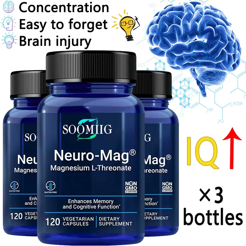 Soomiig  Magnesium L-Threonate - Promotes Brain Health, Enhances Memory, Concentration & Cognition, Boosts Nerve Energy