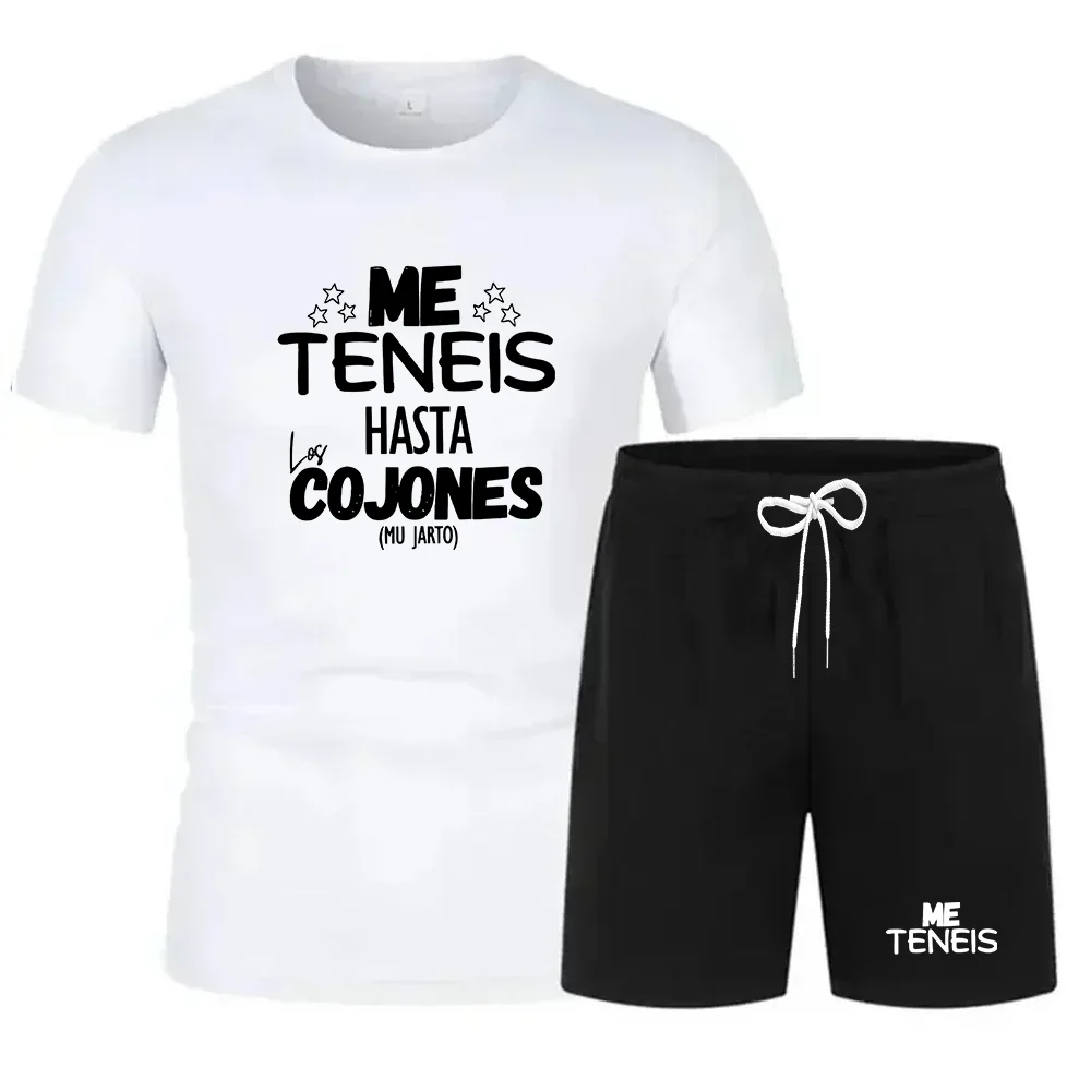 

Модная и удобная футболка, уличная одежда для мужчин, футболка с короткими рукавами, бег на открытом воздухе, фитнес, повседневный спортивный комплект из двух предметов.