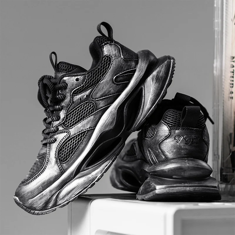 

Мужская дышащая спортивная обувь для бега, мужские повседневные кроссовки в стиле ретро, модная обувь унисекс на толстой подошве, увеличивающая рост, сетчатая обувь